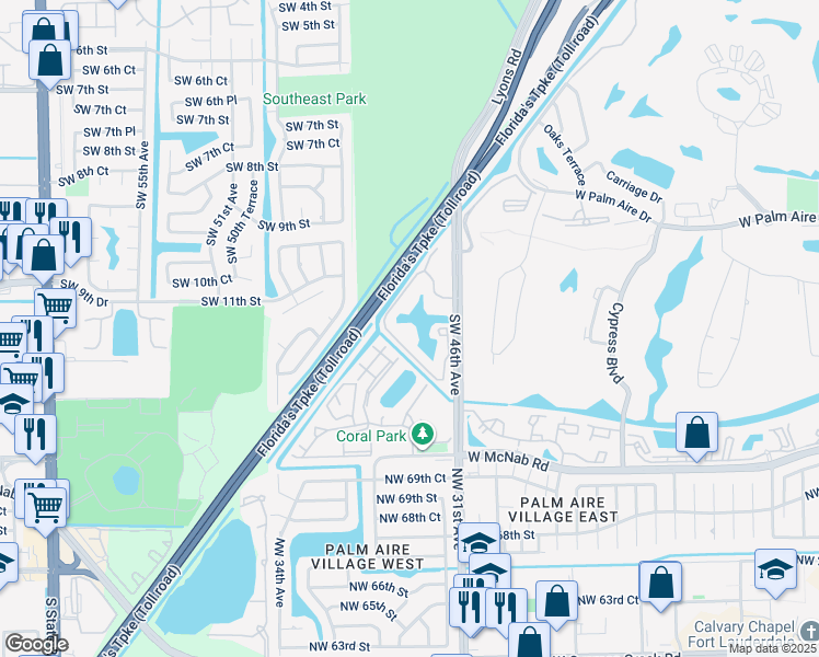 map of restaurants, bars, coffee shops, grocery stores, and more near 1255 Southwest 46th Avenue in Pompano Beach