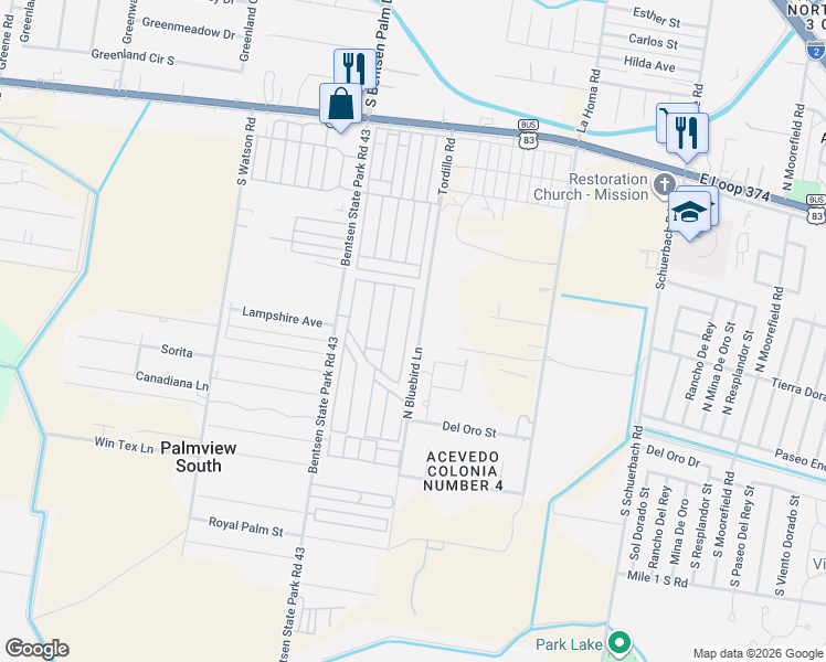 map of restaurants, bars, coffee shops, grocery stores, and more near 2130 Green Gate Circle East in Palmview