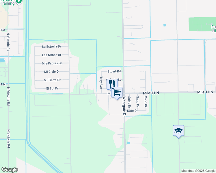 map of restaurants, bars, coffee shops, grocery stores, and more near 1910 Cary Street in Weslaco