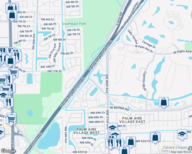 map of restaurants, bars, coffee shops, grocery stores, and more near 1255 Southwest 46th Avenue in Pompano Beach