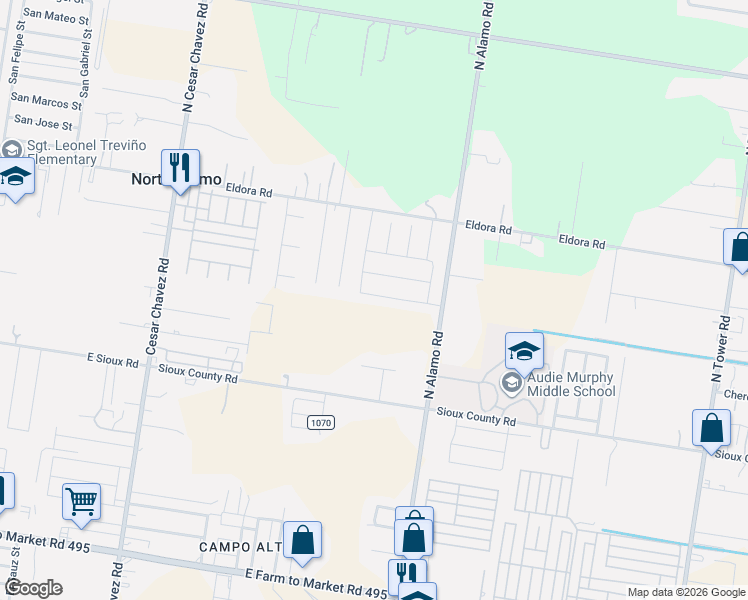 map of restaurants, bars, coffee shops, grocery stores, and more near 1209 Palazzo Drive in Alamo