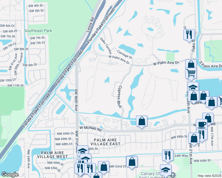 map of restaurants, bars, coffee shops, grocery stores, and more near 815 Cypress Boulevard in Pompano Beach