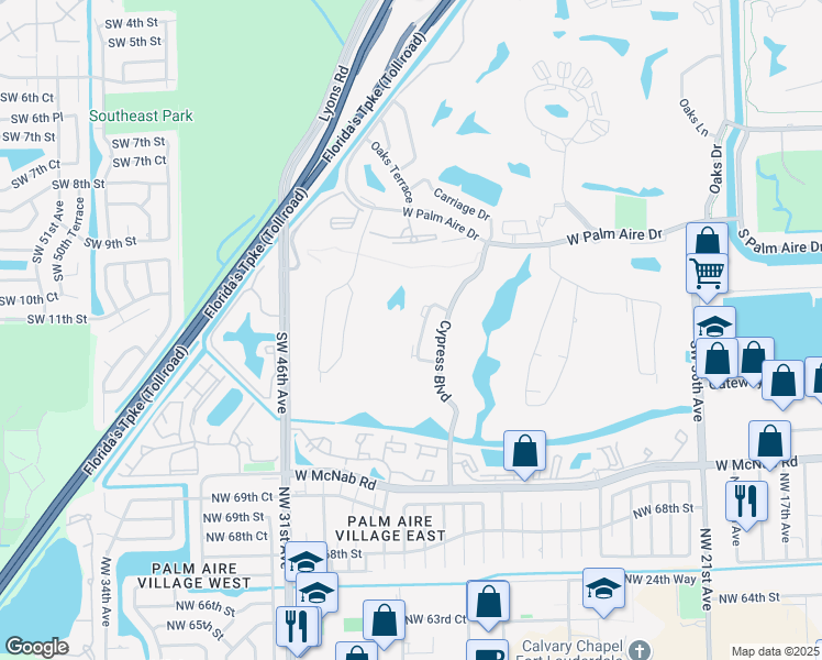 map of restaurants, bars, coffee shops, grocery stores, and more near 815 Cypress Boulevard in Pompano Beach
