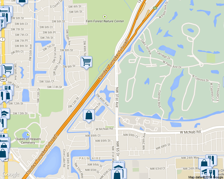 map of restaurants, bars, coffee shops, grocery stores, and more near 1283 Southwest 46th Avenue in Pompano Beach