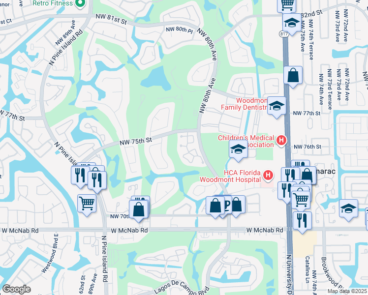 map of restaurants, bars, coffee shops, grocery stores, and more near 8171 Princess Palm Circle in Tamarac