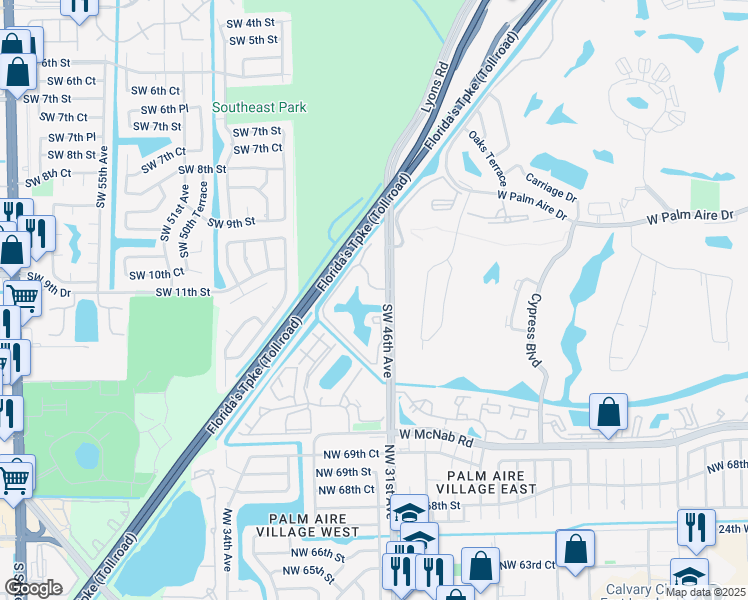 map of restaurants, bars, coffee shops, grocery stores, and more near 1283 Southwest 46th Avenue in Pompano Beach