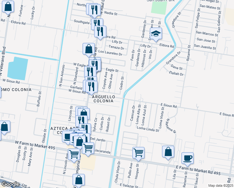 map of restaurants, bars, coffee shops, grocery stores, and more near 309 Garfield Street in San Juan
