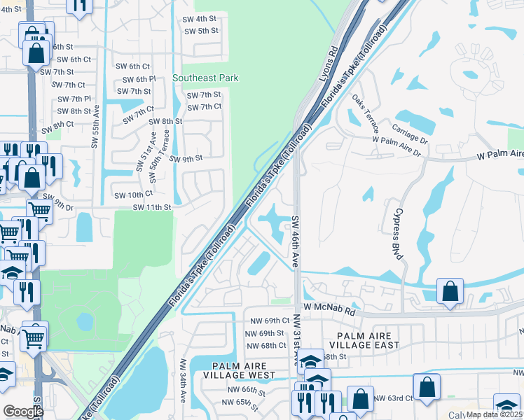 map of restaurants, bars, coffee shops, grocery stores, and more near 1243 Southwest 46th Avenue in Pompano Beach