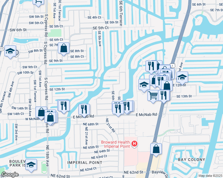 map of restaurants, bars, coffee shops, grocery stores, and more near 1210 Southeast 6th Terrace in Pompano Beach