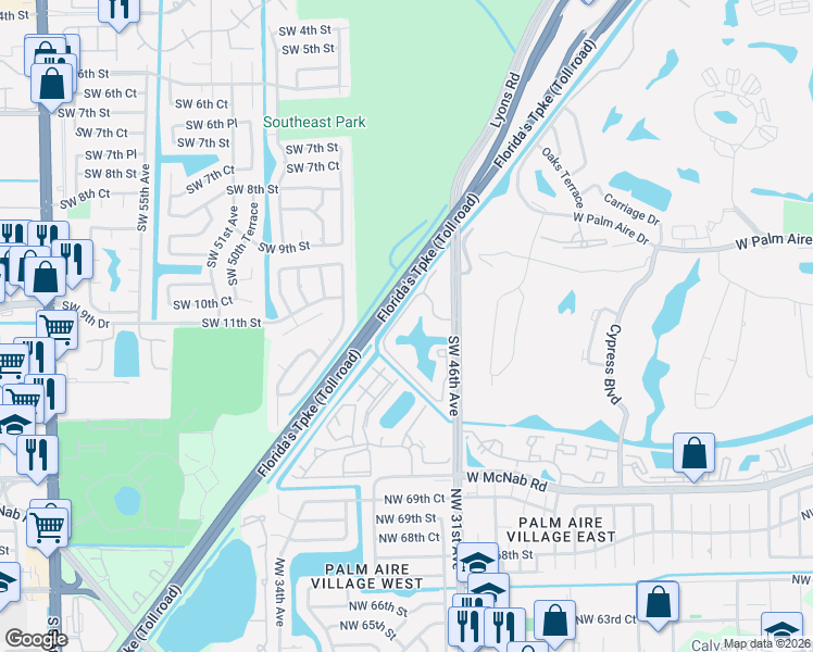map of restaurants, bars, coffee shops, grocery stores, and more near 1243 Southwest 46th Avenue in Pompano Beach