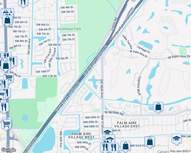 map of restaurants, bars, coffee shops, grocery stores, and more near 1243 Southwest 46th Avenue in Pompano Beach
