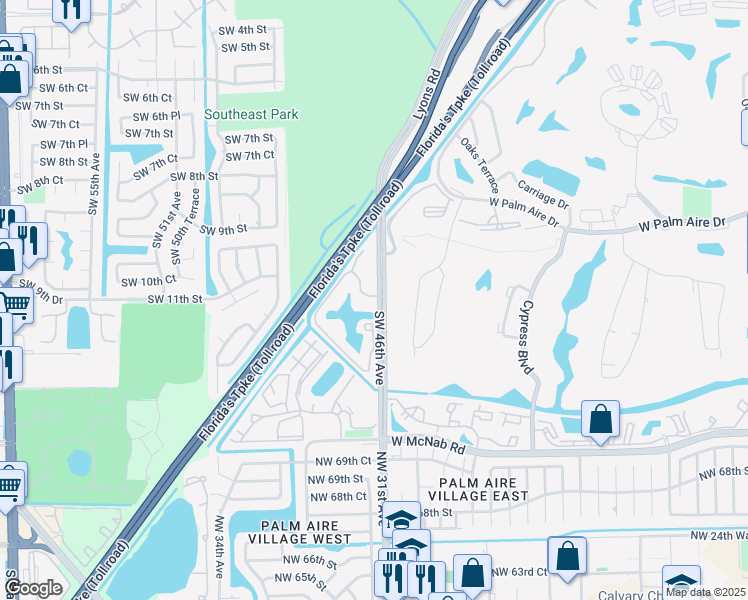 map of restaurants, bars, coffee shops, grocery stores, and more near 1225 Southwest 46th Avenue in Pompano Beach