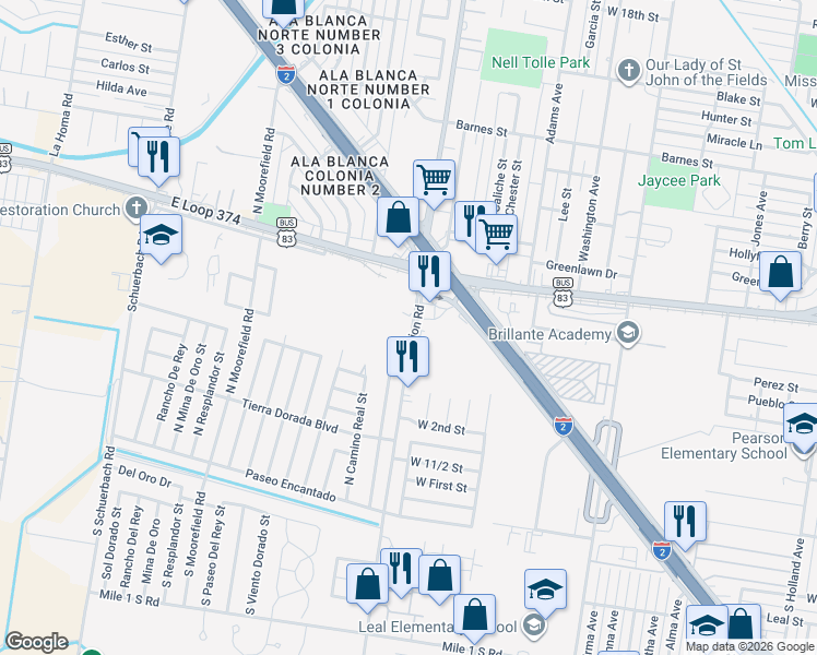 map of restaurants, bars, coffee shops, grocery stores, and more near 801-A North Inspiration Road in Mission