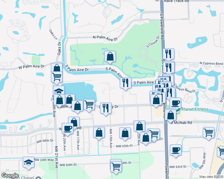 map of restaurants, bars, coffee shops, grocery stores, and more near 1291 SW 29th Ave in Pompano Beach