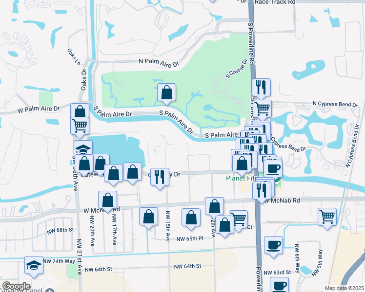 map of restaurants, bars, coffee shops, grocery stores, and more near 1291 Southwest 29th Avenue in Pompano Beach