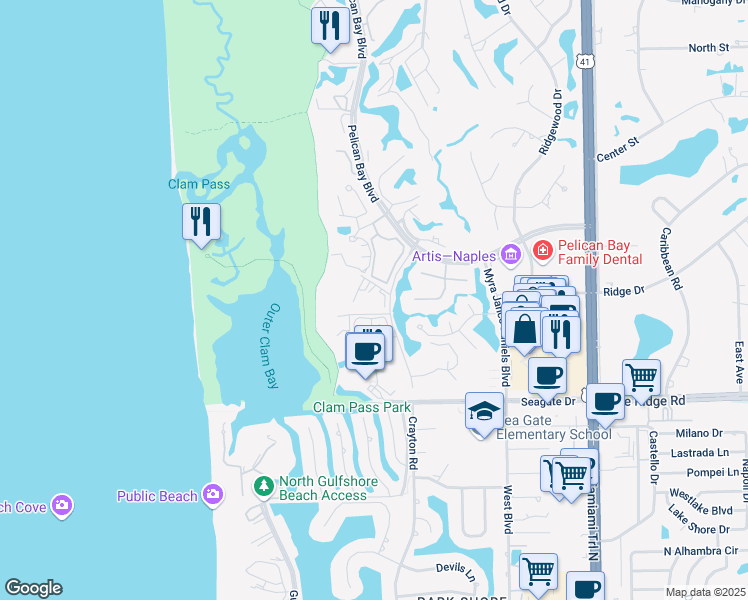 map of restaurants, bars, coffee shops, grocery stores, and more near 5635 Turtle Bay Drive in Naples