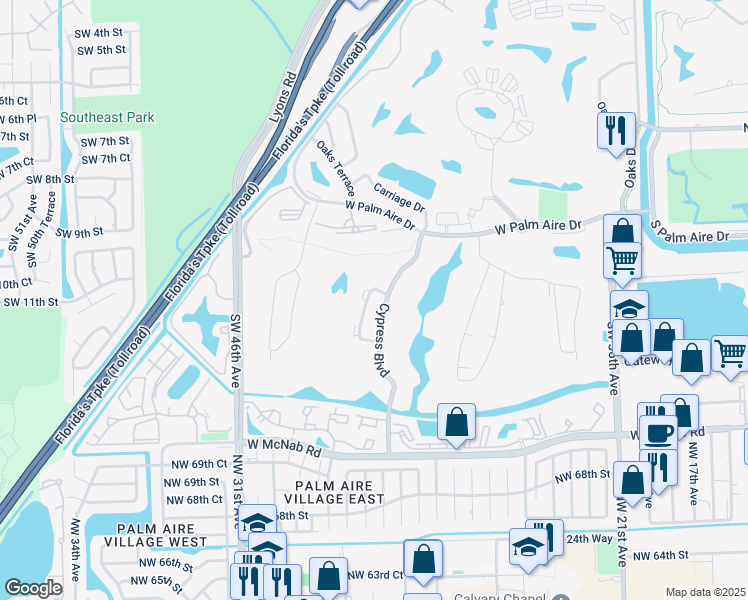 map of restaurants, bars, coffee shops, grocery stores, and more near 900 Cypress Terrace in Pompano Beach