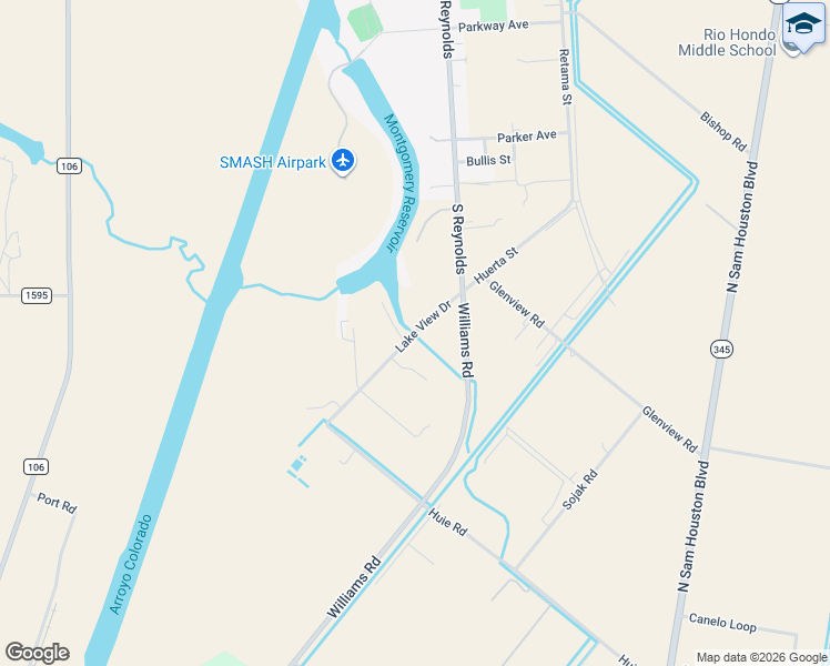 map of restaurants, bars, coffee shops, grocery stores, and more near 23717 Lake View Drive in Rio Hondo