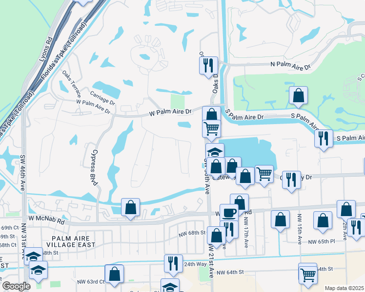 map of restaurants, bars, coffee shops, grocery stores, and more near 4000 North Cypress Drive in Pompano Beach