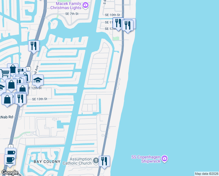 map of restaurants, bars, coffee shops, grocery stores, and more near in Lauderdale-by-the-Sea