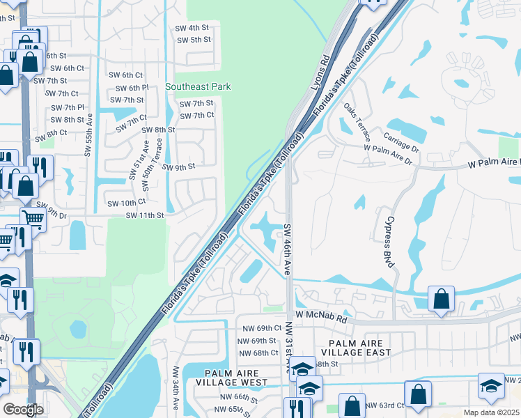 map of restaurants, bars, coffee shops, grocery stores, and more near 1243 Southwest 46th Avenue in Pompano Beach