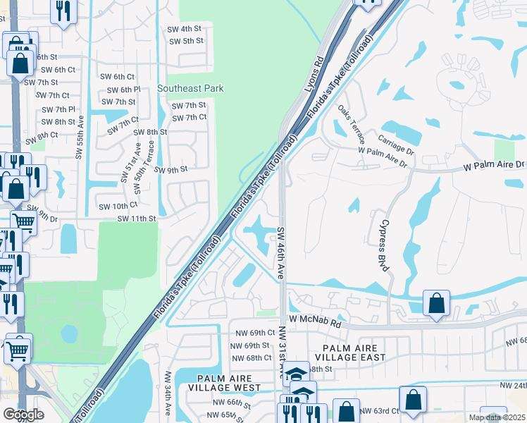 map of restaurants, bars, coffee shops, grocery stores, and more near 1243 Southwest 46th Avenue in Pompano Beach