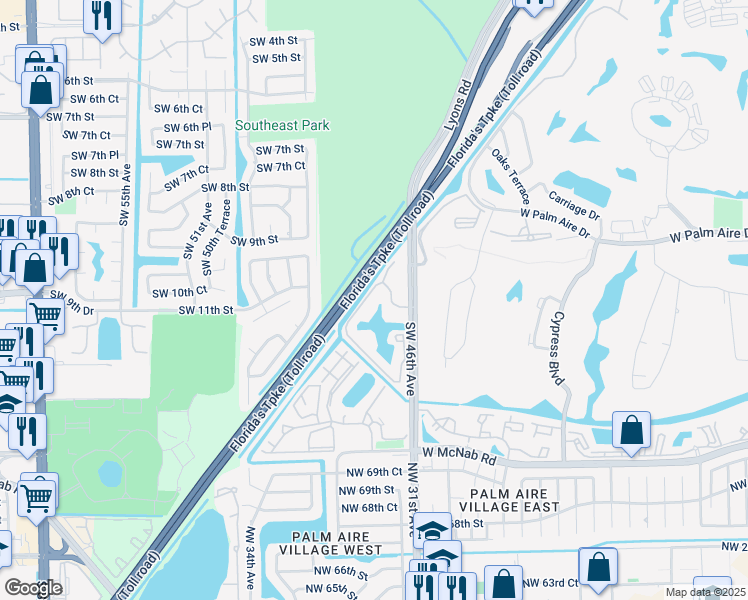 map of restaurants, bars, coffee shops, grocery stores, and more near 1243 Southwest 46th Avenue in Pompano Beach