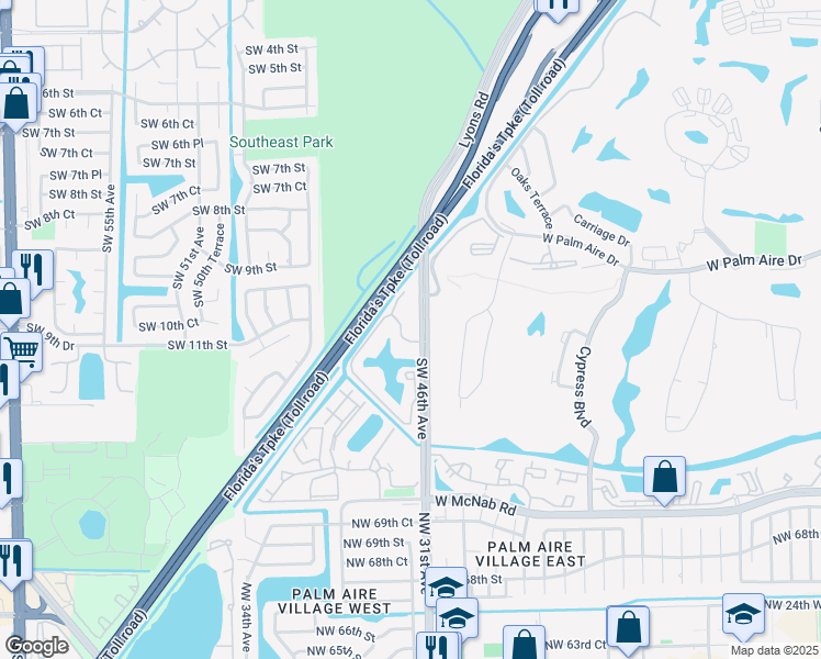 map of restaurants, bars, coffee shops, grocery stores, and more near 1225 Southwest 46th Avenue in Pompano Beach