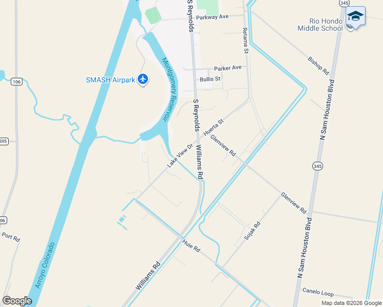 map of restaurants, bars, coffee shops, grocery stores, and more near 23717 Lake View Drive in Rio Hondo