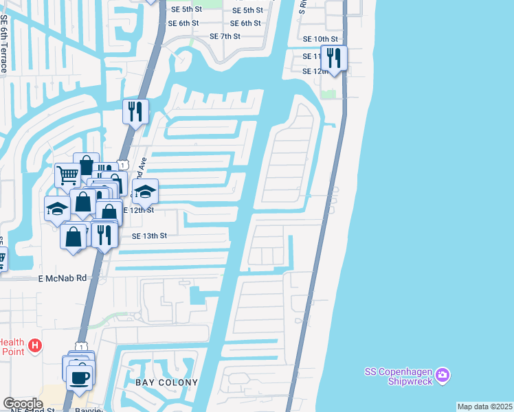 map of restaurants, bars, coffee shops, grocery stores, and more near 1981 West Terra Mar Drive in Pompano Beach