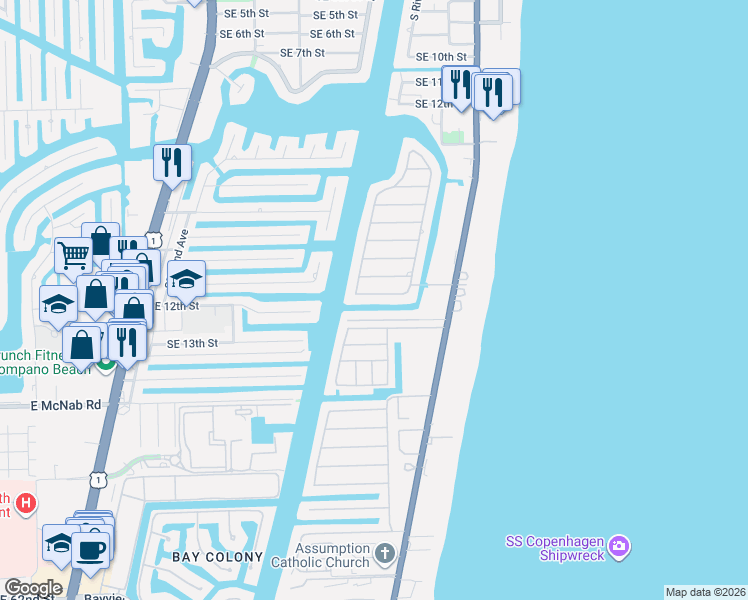 map of restaurants, bars, coffee shops, grocery stores, and more near in Lauderdale-by-the-Sea