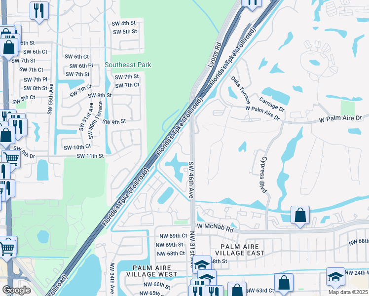 map of restaurants, bars, coffee shops, grocery stores, and more near 1225 Southwest 46th Avenue in Pompano Beach