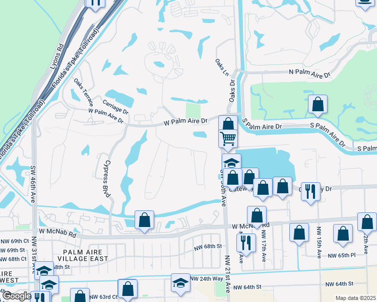map of restaurants, bars, coffee shops, grocery stores, and more near 901 West Cypress Lane in Pompano Beach