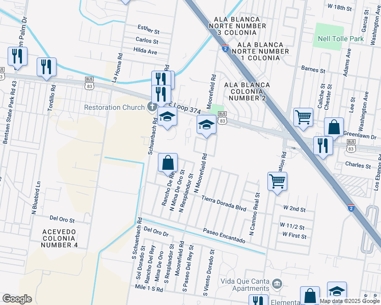map of restaurants, bars, coffee shops, grocery stores, and more near 2713 West 6th Street in Mission