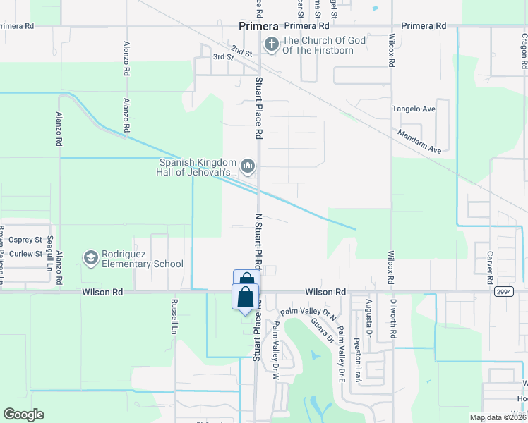 map of restaurants, bars, coffee shops, grocery stores, and more near 23747 Stuart Place Road in Harlingen