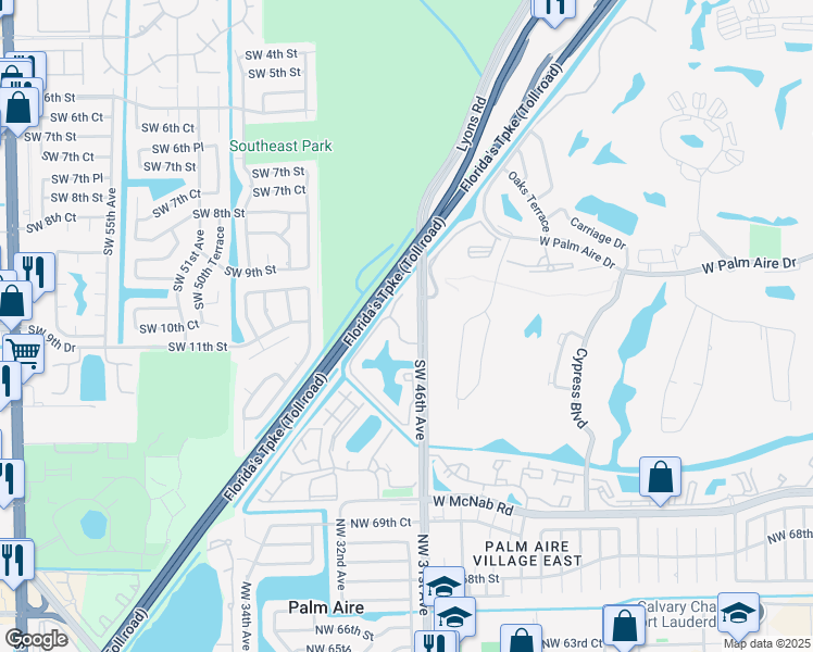 map of restaurants, bars, coffee shops, grocery stores, and more near 1225 Southwest 46th Avenue in Pompano Beach