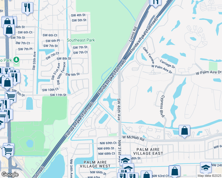 map of restaurants, bars, coffee shops, grocery stores, and more near 1243 Southwest 46th Avenue in Pompano Beach
