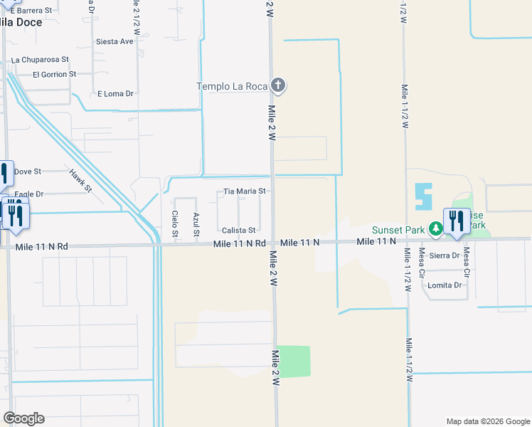 map of restaurants, bars, coffee shops, grocery stores, and more near 5812 Mendoza Street in Mercedes