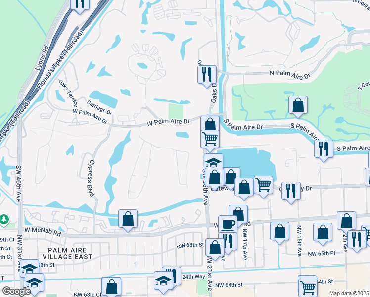 map of restaurants, bars, coffee shops, grocery stores, and more near 4000 North Cypress Drive in Pompano Beach