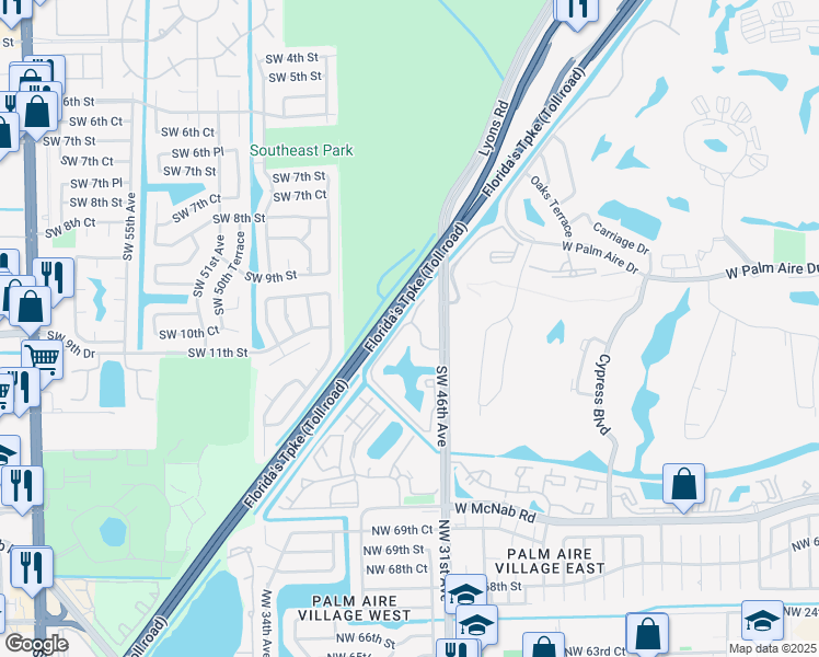 map of restaurants, bars, coffee shops, grocery stores, and more near 1243 Southwest 46th Avenue in Pompano Beach