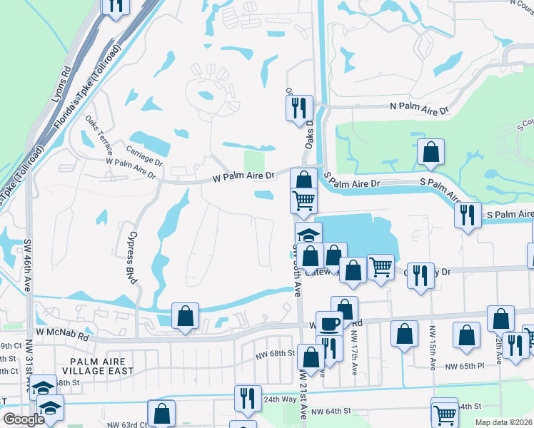 map of restaurants, bars, coffee shops, grocery stores, and more near 4000 North Cypress Drive in Pompano Beach