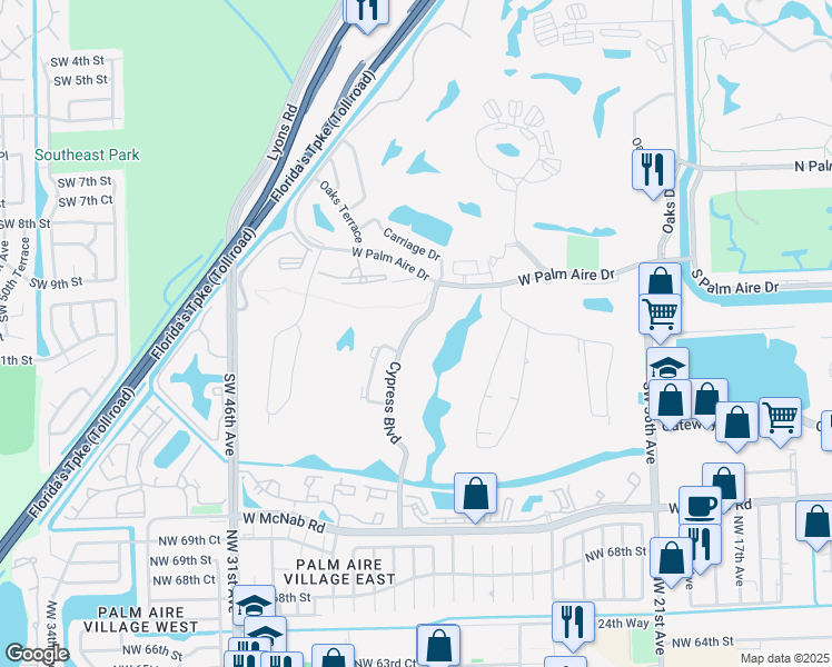 map of restaurants, bars, coffee shops, grocery stores, and more near 804 Cypress Boulevard in Pompano Beach