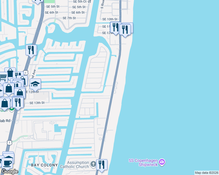 map of restaurants, bars, coffee shops, grocery stores, and more near in Lauderdale-by-the-Sea