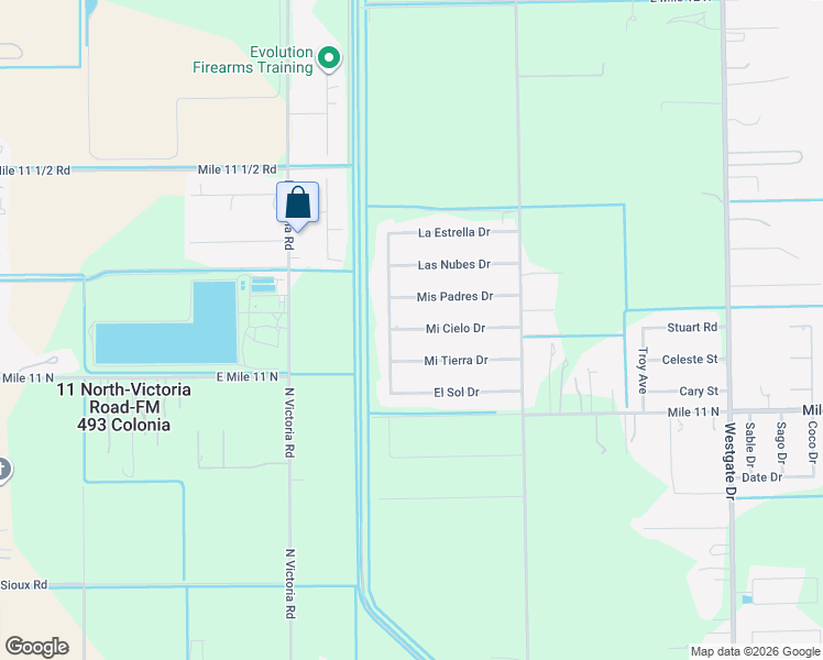 map of restaurants, bars, coffee shops, grocery stores, and more near 2910 Mi Tierra Drive in Weslaco