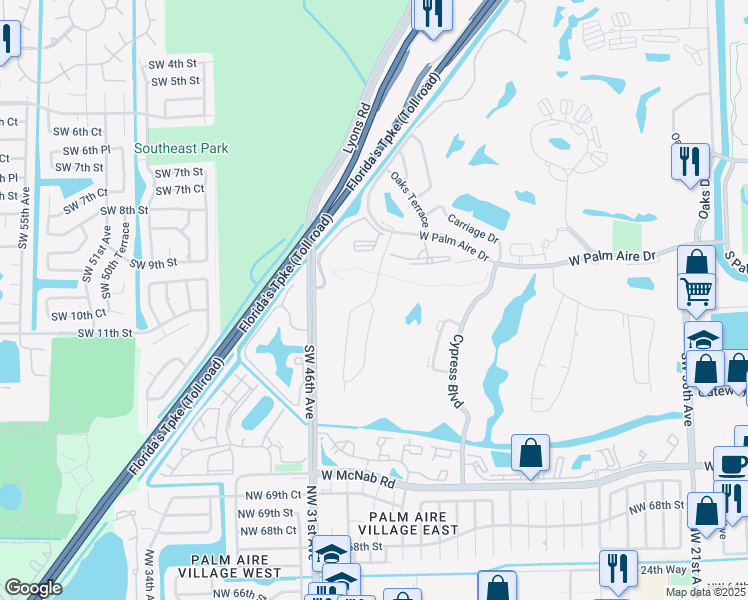 map of restaurants, bars, coffee shops, grocery stores, and more near 901 Cypress Grove Drive in Pompano Beach