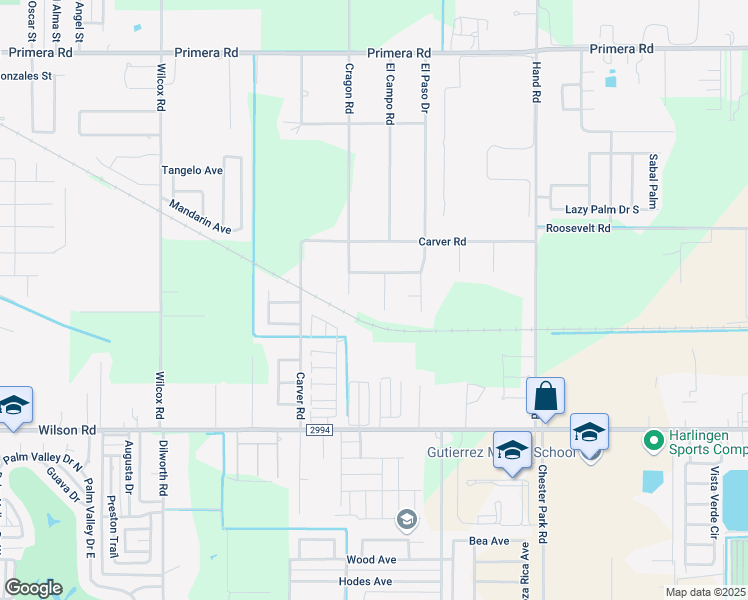 map of restaurants, bars, coffee shops, grocery stores, and more near 23539 Cragon Rd in Harlingen