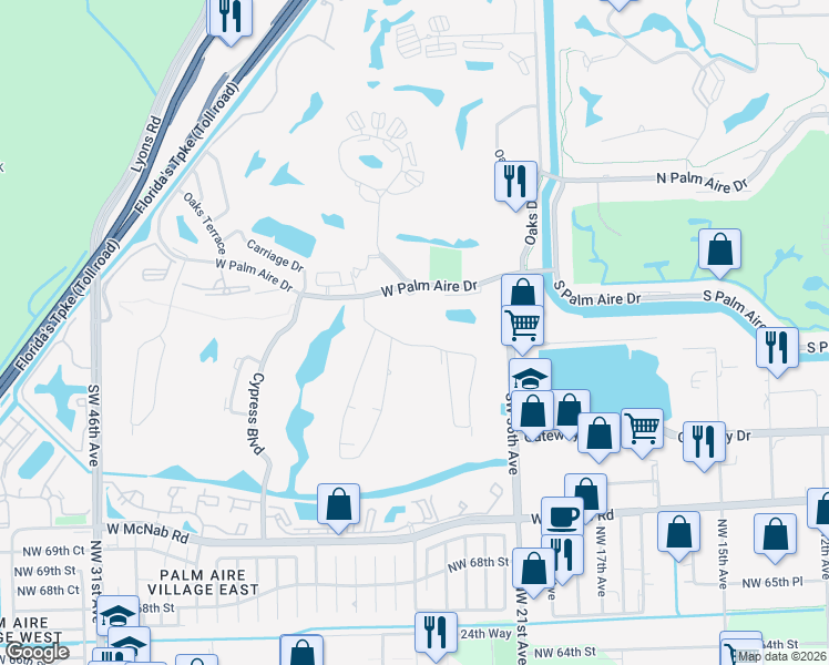 map of restaurants, bars, coffee shops, grocery stores, and more near 4029 North Cypress Drive in Pompano Beach