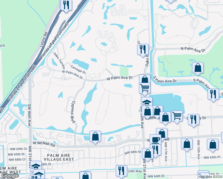 map of restaurants, bars, coffee shops, grocery stores, and more near 4031 North Cypress Drive in Pompano Beach