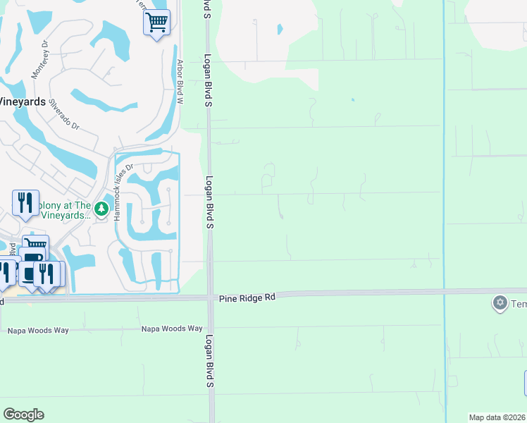 map of restaurants, bars, coffee shops, grocery stores, and more near 5310 Tamarind Ridge Drive in Naples