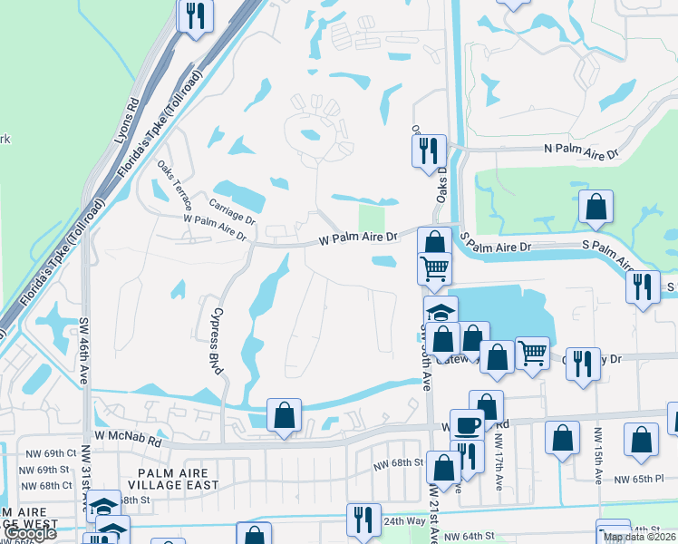 map of restaurants, bars, coffee shops, grocery stores, and more near 4029 North Cypress Drive in Pompano Beach